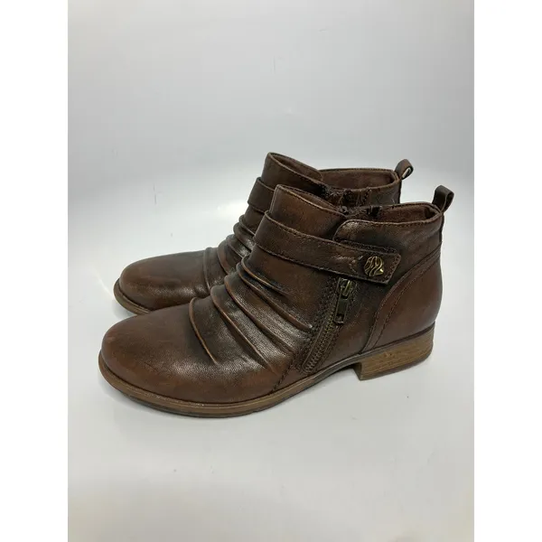 Earth brooks slouched‎ leather ankle boots women's size 8.5 casual boho neutral - Image 3