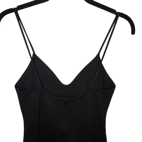 Lulus Dress Womens XS Black Bodycon Midi Deep V-Neck Spaghetti Strap Zip - Image 6