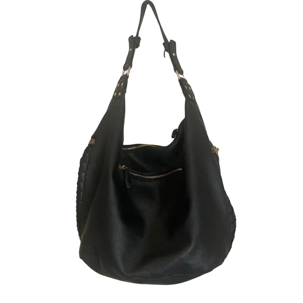 Madison West Black Vegan Leather Shoulder Bag - Image 2