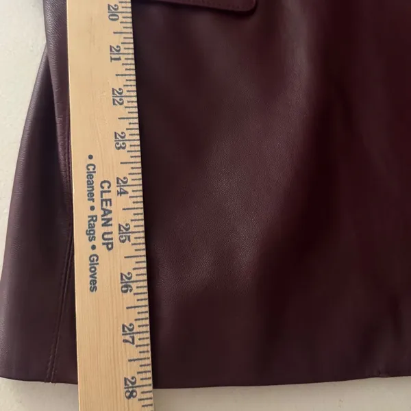 Lord & Taylor Womens Burgundy Wine Genuine Leather Blazer Jacket 10 Y2K Mob Wife - Image 8