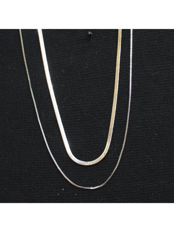 NEW A New Day Box Chain Necklace Set 2 Piece Silver Gray 18" + 3" 20" +3" - Image 2