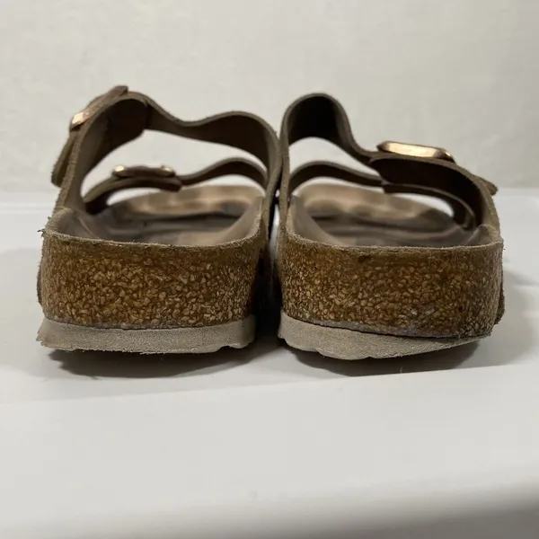 Birkenstock Arizona Suede Leather Sandals in Vintage Metallic Rose Copper Sz 38N - Image 5