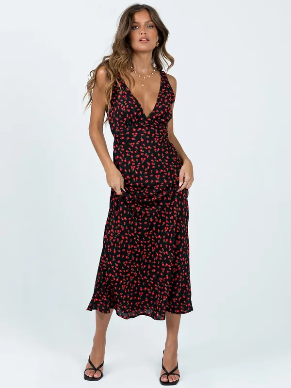 Princess Polly Nellie Maxi Dress Black/Red Floral Size 4 New with tag - Image 7