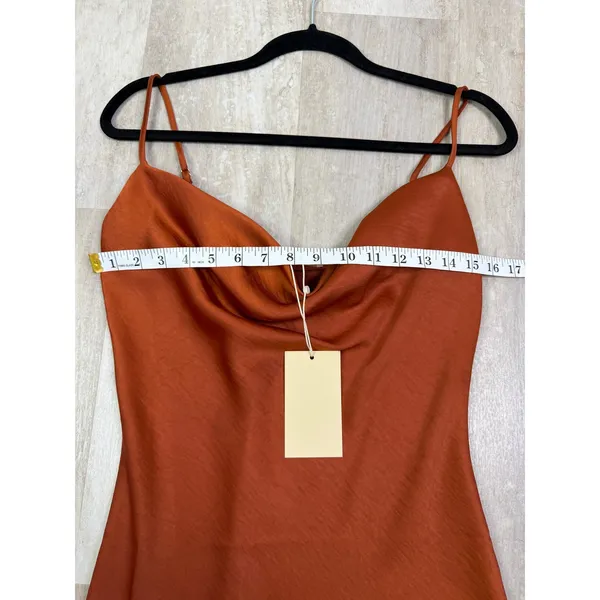 NEW Meshki Victoria Cowl Neck Mini Slip Dress in Copper Size XS - Image 8