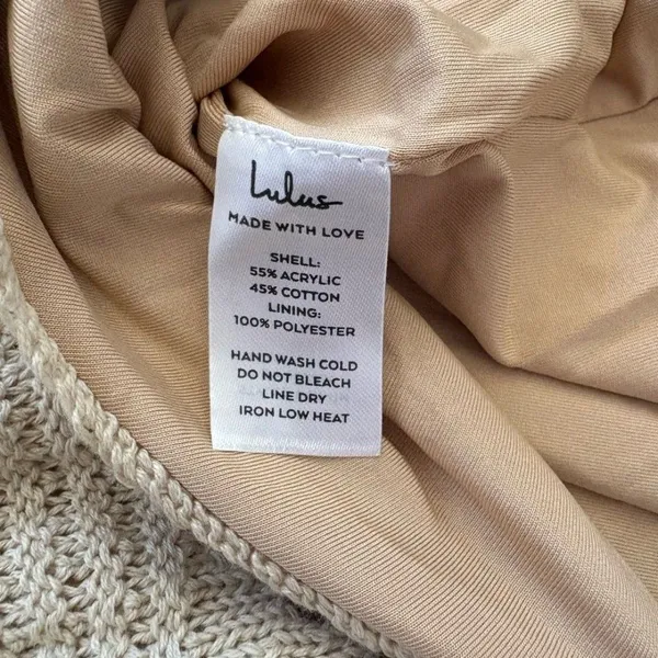 Lulus Blissful Strolls Beige Crochet Faux-Wrap Halter Midi Dress Size Medium - Image 9
