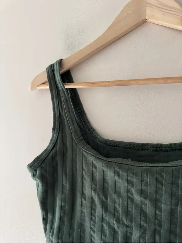 Aerie Offline Forest Green OG Ribbed Scoop Neck Crop Top - Image 2