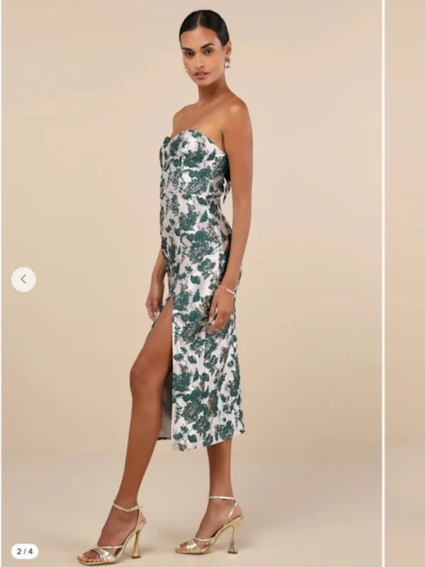 LULUS Prom Wedding Special Event Sexy Strapless Floral Elegant Sophisticated Mid - Image 2