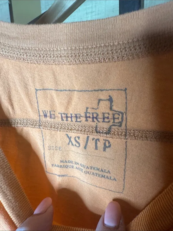 Free People We The Free Protagonist Crop Cap Sleeve Tee XS Peach Ombré Raw Hem - Image 3