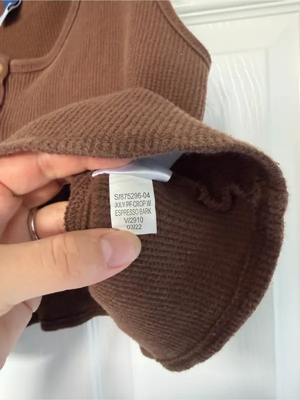 Old Navy Brown Henley Waffle Knit Tank Top Size Small - Image 4
