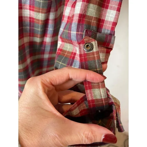 Tyler Boe Shirt Women Small Red Plaid Cotton Collared‎ Pleated Tina Tunic Preppy - Image 7
