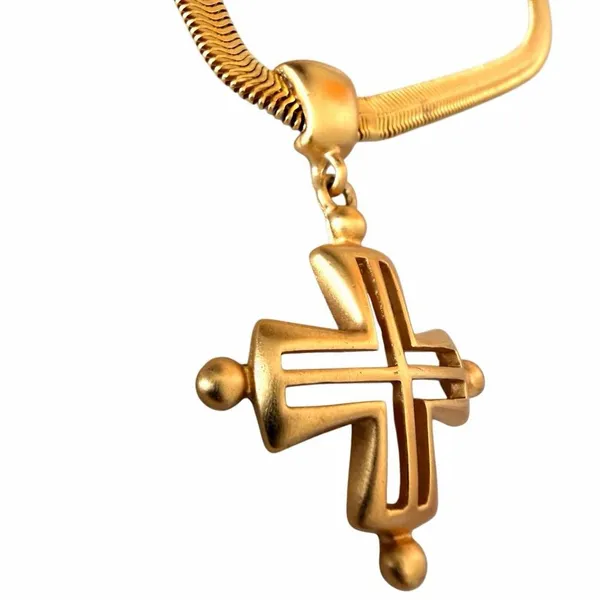 Vintage Anne Klein Gold Tone Cross Statement Necklace - Image 13