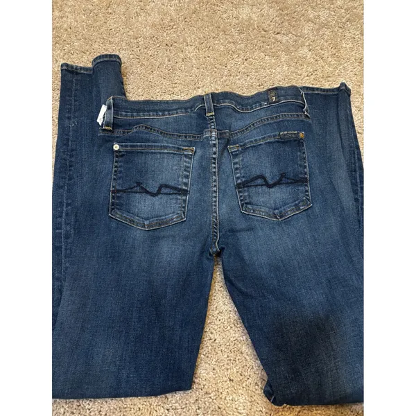 7 For All Mankind The Skinny Dark Wash Jeans Size 28 Squiggle Pocket Made in USA - Image 4