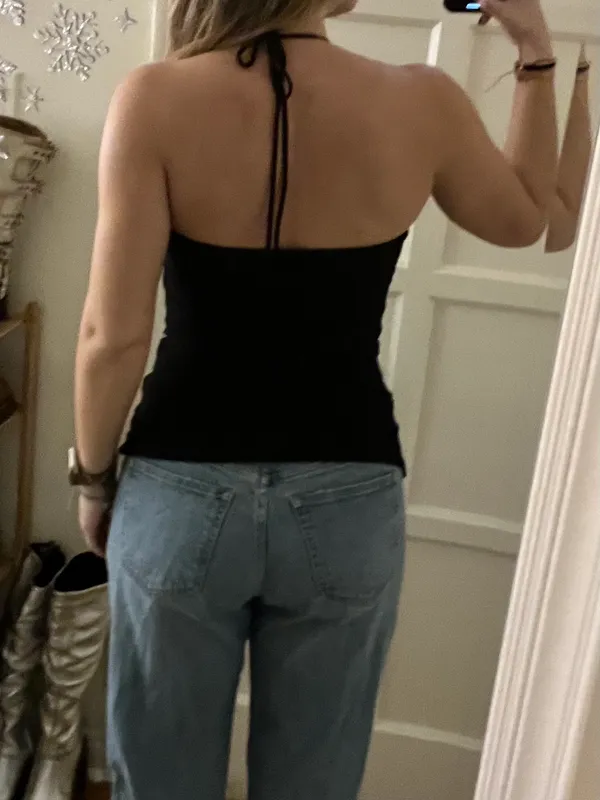 vintage black halter top - Image 2