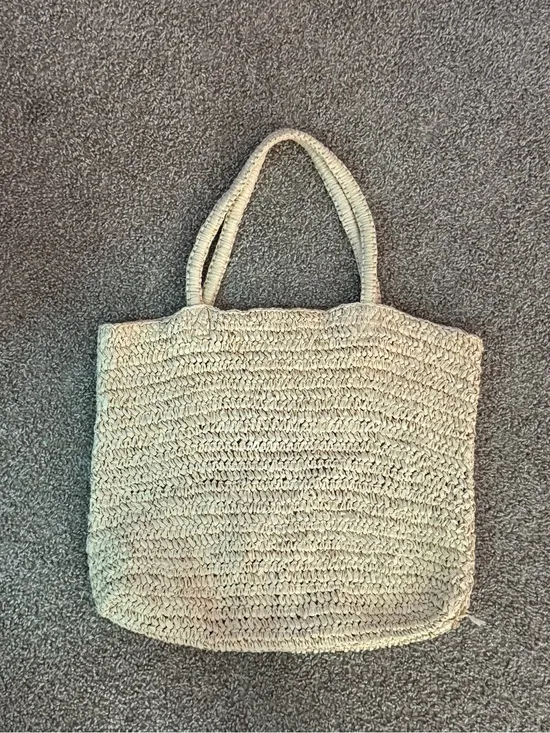 J.Crew Paper Raffia Woven Tote Bag Natural Beige Large Beach Shopper - Image 9