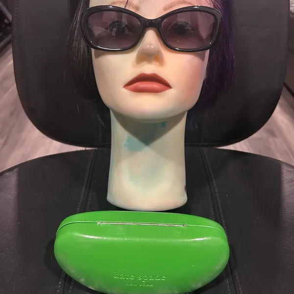 Kate Spade Black Sunglasses with Green Case - Image 2