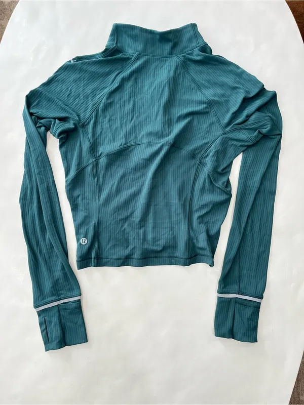 Lululemon Its Rulu Run Cropped Half Zip Long Sleeve Top in Green Jasper 8 $118 - Image 6