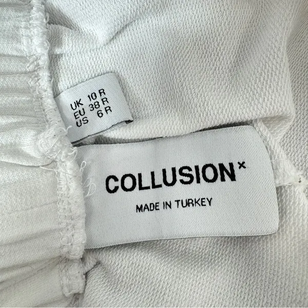 ASOS Collusion 90s Dad Wide Leg Jogger Pants White‎ 6 High Waist Front Seam - Image 8