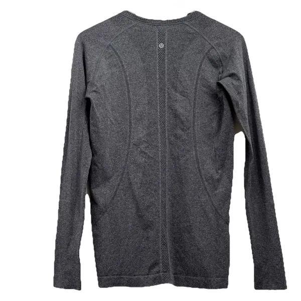 LULULEMON Black Heathered Swiftly Tech Crew Neck Long Sleeves Size 10 - Image 2