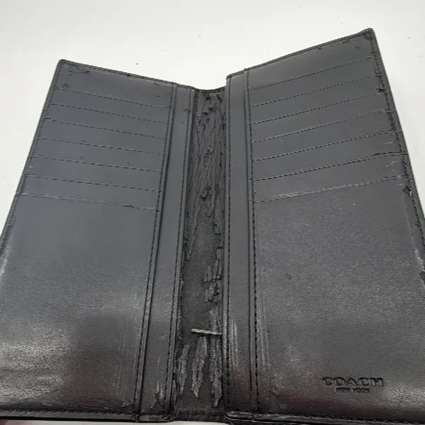 Coach Billfold Black Signature Coated Canvas Wallet - Image 3