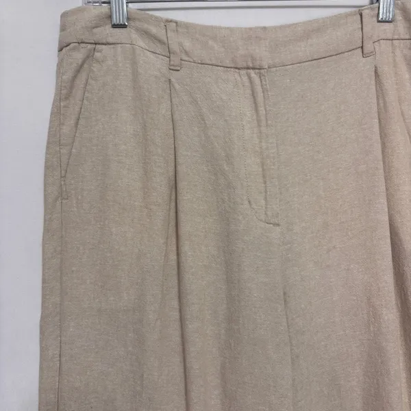 Old‎ Navy Taylor Wide Leg Trousers Womens L Beige Linen Blend High Rise Office - Image 2