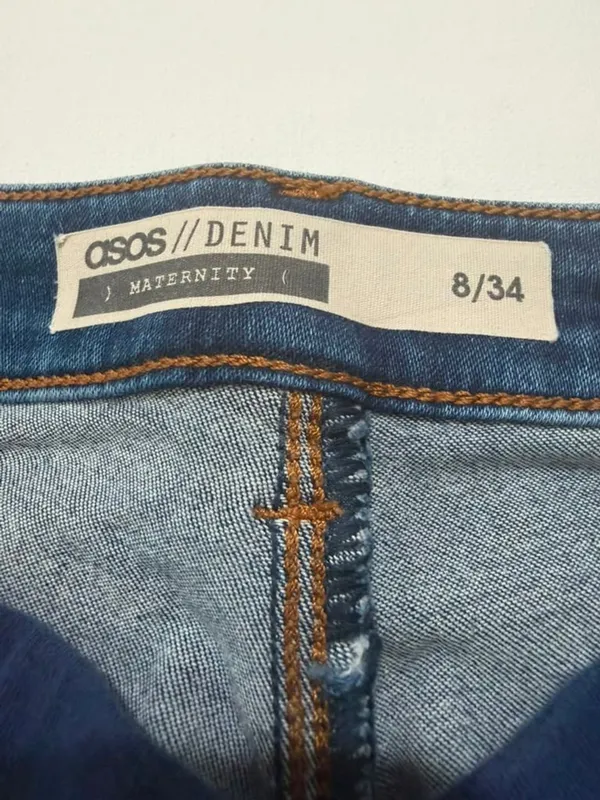 ASOS Maternity Dark Wash Stretchy Denim Raw Hem Skinny Jeans US 4 - Image 4