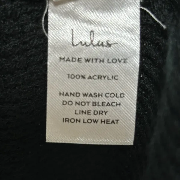 Lulus‎ Black Ribbed Cowl Neck Oversized Knit Sweater Dress Medium - Image 4