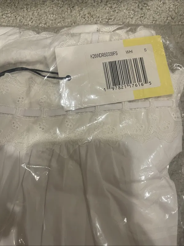 NWT Few Moda Beverly Cotton Dress size Small S White lace trim mini Kourt - Image 5