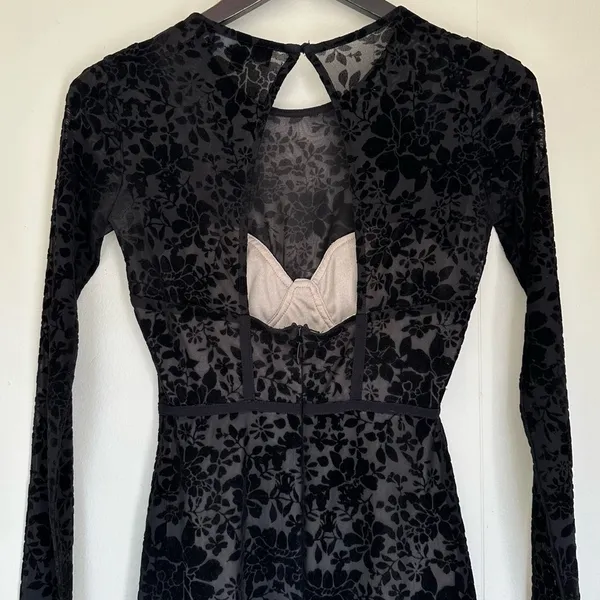 LULU’S Cor-Set to Go Black Burnout Velvet Print Dress X-Small - Image 8