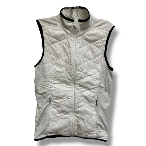 Athleta Insulated Flurry PrimaLoft Vest White Black M 383708 Quilted Hybrid - Image 4