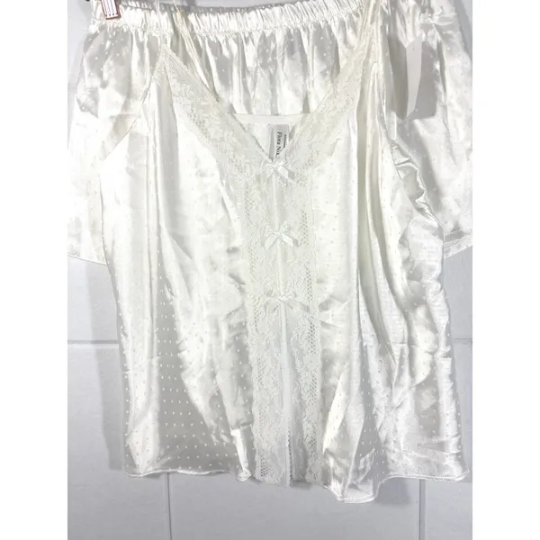 Flora Nikrooz Tiana Jacquard Cami Set Ivory Lace Satin Pajamas Q81619 Medium M - Image 7