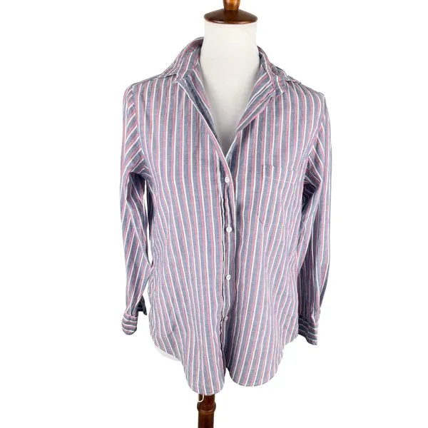 Grayson The Hero Striped Button Down Shirt Cotton Blue Red Size 01 Small - Image 2
