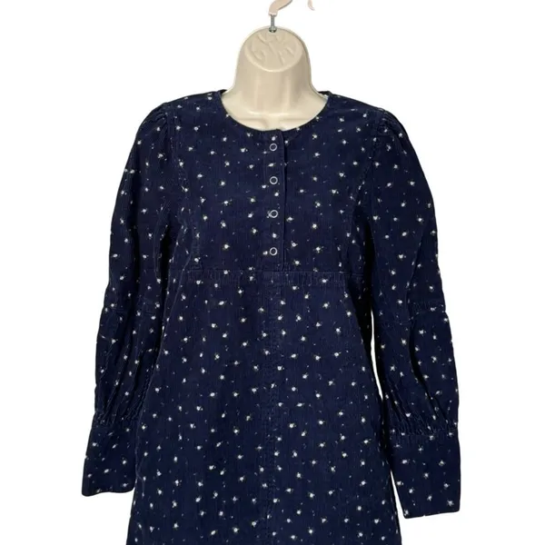 Something Navy Edie Corduroy Long Sleeve Mini Shift Dress Navy Blue Floral‎ XS - Image 10