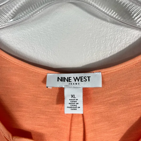 Nine West Jeans Orange Viscose Short Sleeve V-Neck Casual Top XL NWT NEW Spring - Image 3