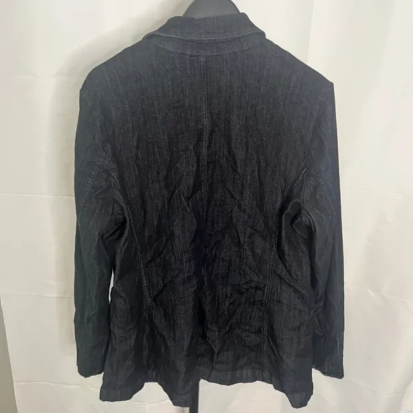 Nic+Zoe Womens Denim Blazer Jacket Dark Wash Indigo Raw Hem Large‎ L - Image 4