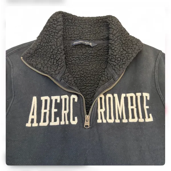 VTG Abercrombie & Fitch Womens Sherpa Lined Quarter Zip Sweatshirt M - Image 8