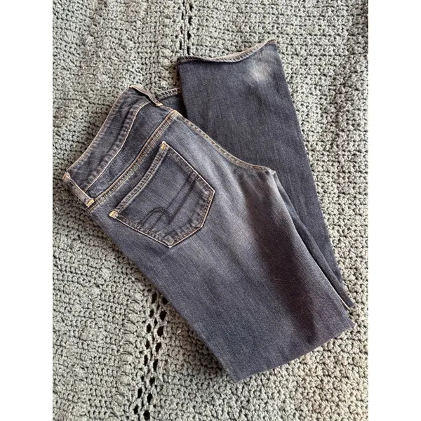 American Eagle Straight Stretch Jeans Womens 6 Dark Wash Denim Low Rise Pants - Image 5