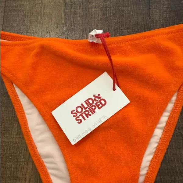 NWT Solid & Striped Terry Tati Bikini Bottom in Tangerine Size Small - Image 2