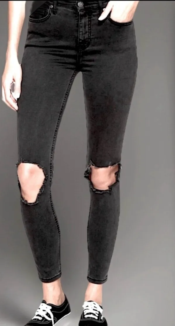 Free People High Rise Busted Skinny Stretch Carbon Jeans, 27 inseam/32 waist - Image 3