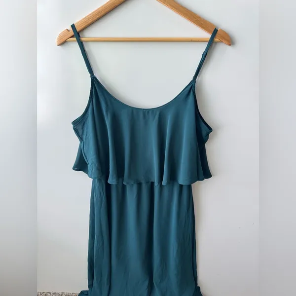 Show‎ Me Your Mumu Caitlin Ruffle Maxi Dress Deep Jade Chiffon Size Large - Image 7