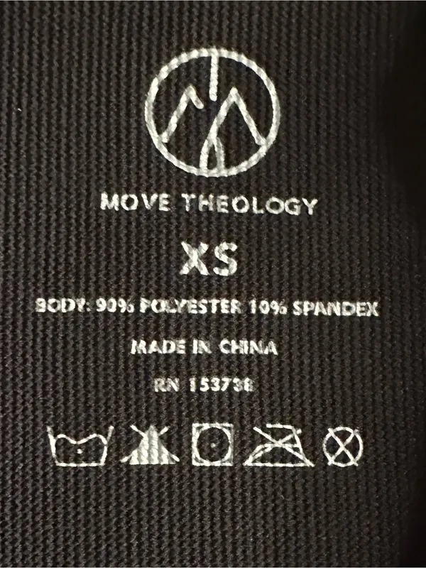 Move Theology Ribbed Black Active Crop Top Women's XS Short Sleeve Stretch Tee - Image 3