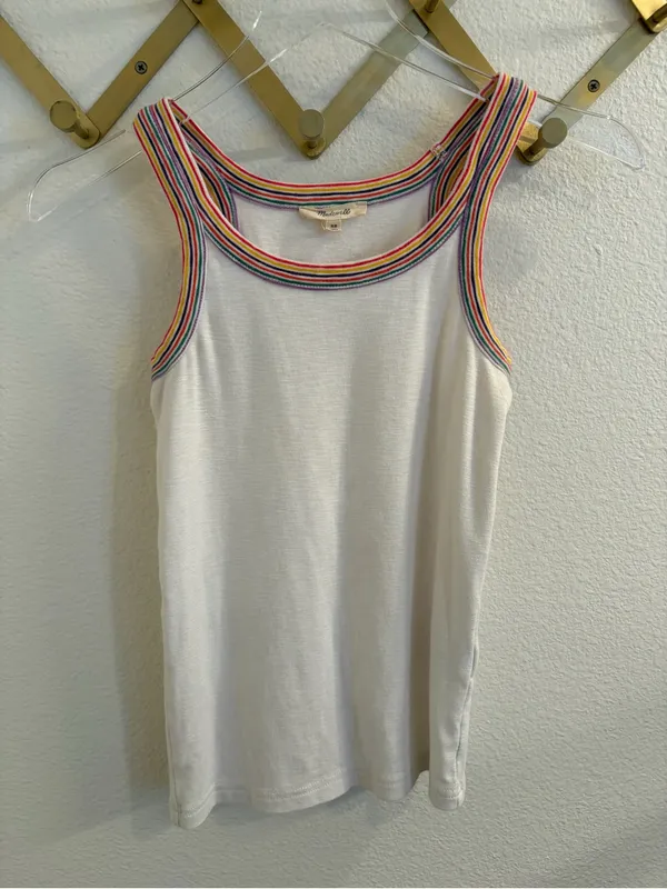Madewell Rainbow Striped Trim Tank XS - Image 6
