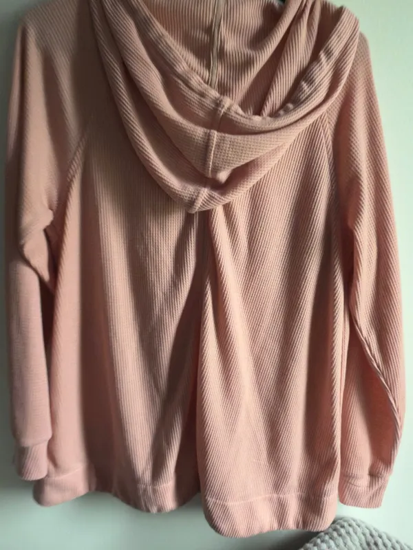 Kori America Waffle-Knit Hooded Pullover Jacket in Dusty Rose - Image 6