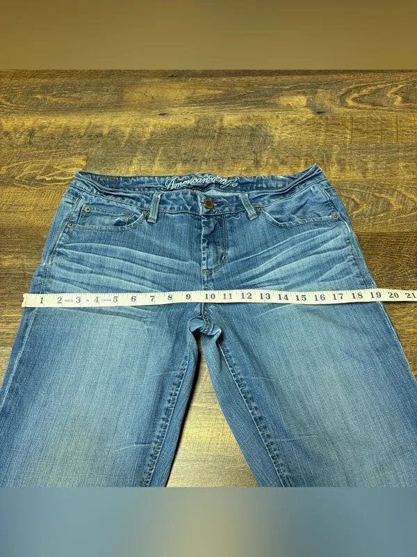 Vintage Y2K American Eagle True Boot Jeans Low Rise Womens 8 Blue Denim Distress - Image 6