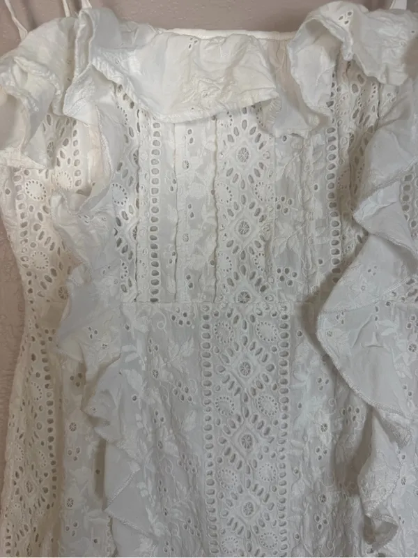 Majorelle Mara Mini Eyelet Lace Dress in White size XS $198 Bride Bridal - Image 12