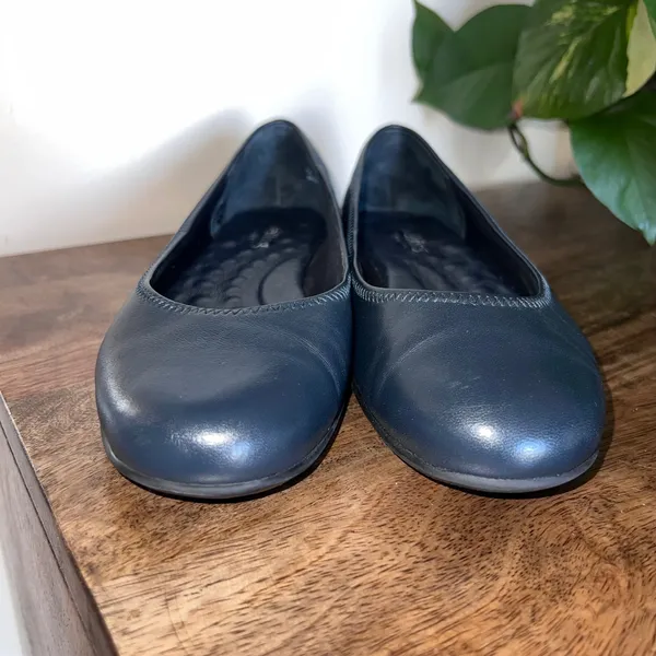 Walking Cradles Ballet‎ Flats Leather Navy Blue Comfort Shoes Women Size 7 W - Image 4
