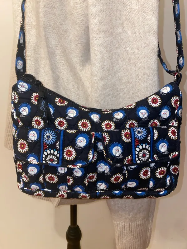 Vera Bradley Night Owl Libby Cotton Quilted Shoulder Crossbody Bag Retired Print - Image 2