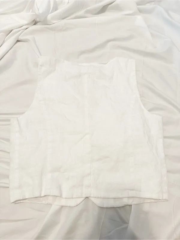 Madewell 100% Linen Button Front Vest in White (Size 4) - Image 4