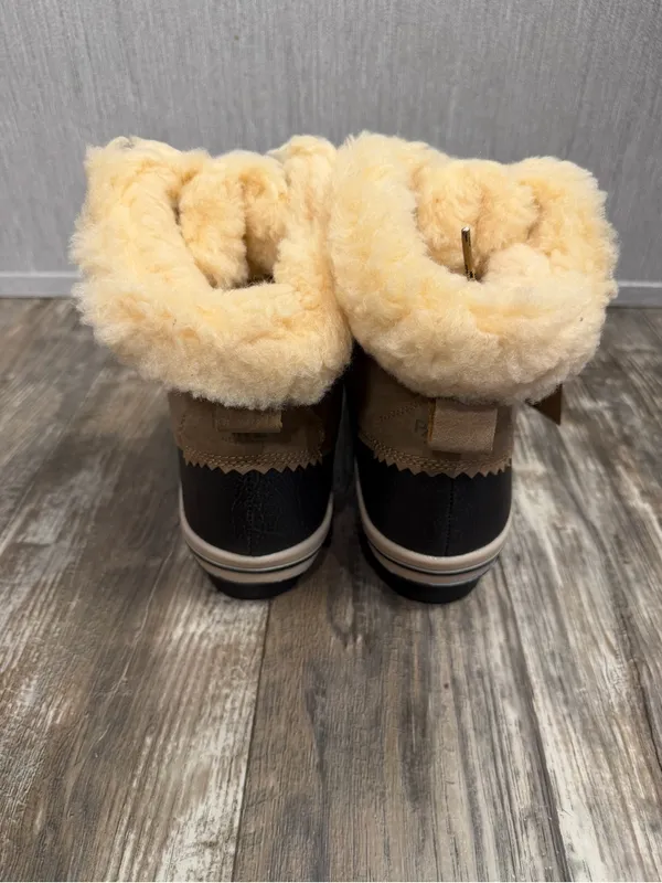 PAWZ Brown and Black Faux-Fur Lined Lace-Up Winter Rain Boot Size 10 - Image 6