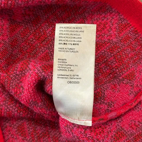Free People Pink Red Geometric Knit Sweater Polo V-Neck Short Sleeve 70s Boho - Image 7