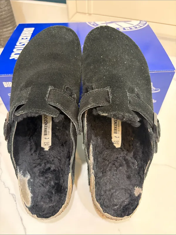 Birkenstock Boston VL/Fell black suede - Image 5